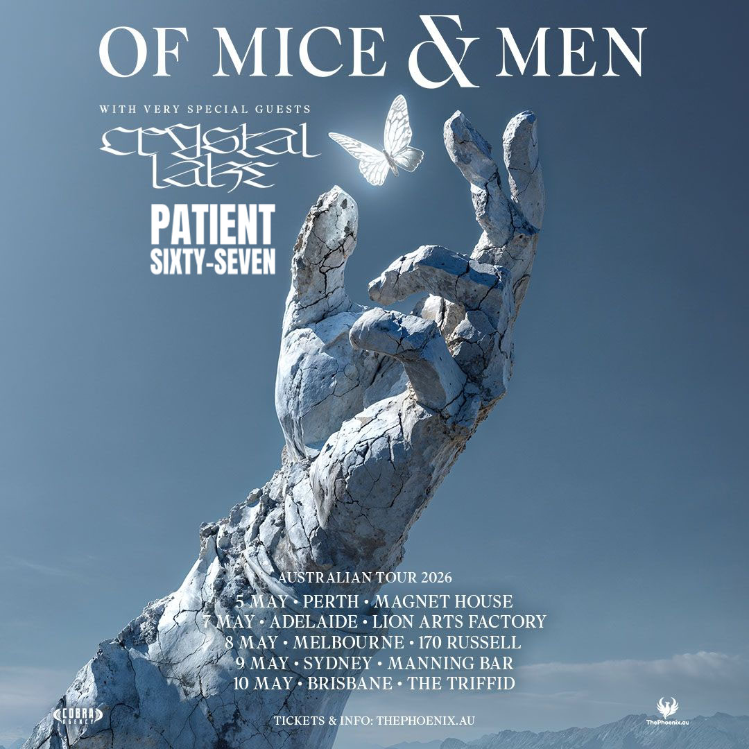 ThePhoenixDotAU's tweet photo. Epic Support Announcement! 📢 Perth's almighty 🤒PATIENT 67🤒 are now confirmed for all shows on the 💥OF MICE &amp; MEN💥 + ❄️CRYSTAL LAKE❄️ tour! #FuckYeah Tour Details @ https://t.co/Yz5M4nCPRU https://t.co/5CLb2Fu90S