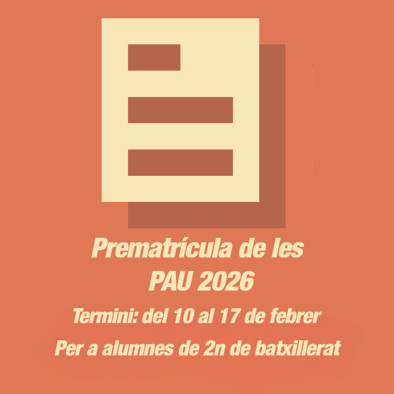 canaluniscat's tweet photo. S'obre la prematrícula necessària per a fer les Proves d'Accés a la Universitat

Qui l'ha de fer?
Alumnes que cursen 2n de batxillerat a Catalunya

Fins quan es pot fer?
Fins al 17 de febrer

On es fa el tràmit?
Al portal d'accés a la Universitat