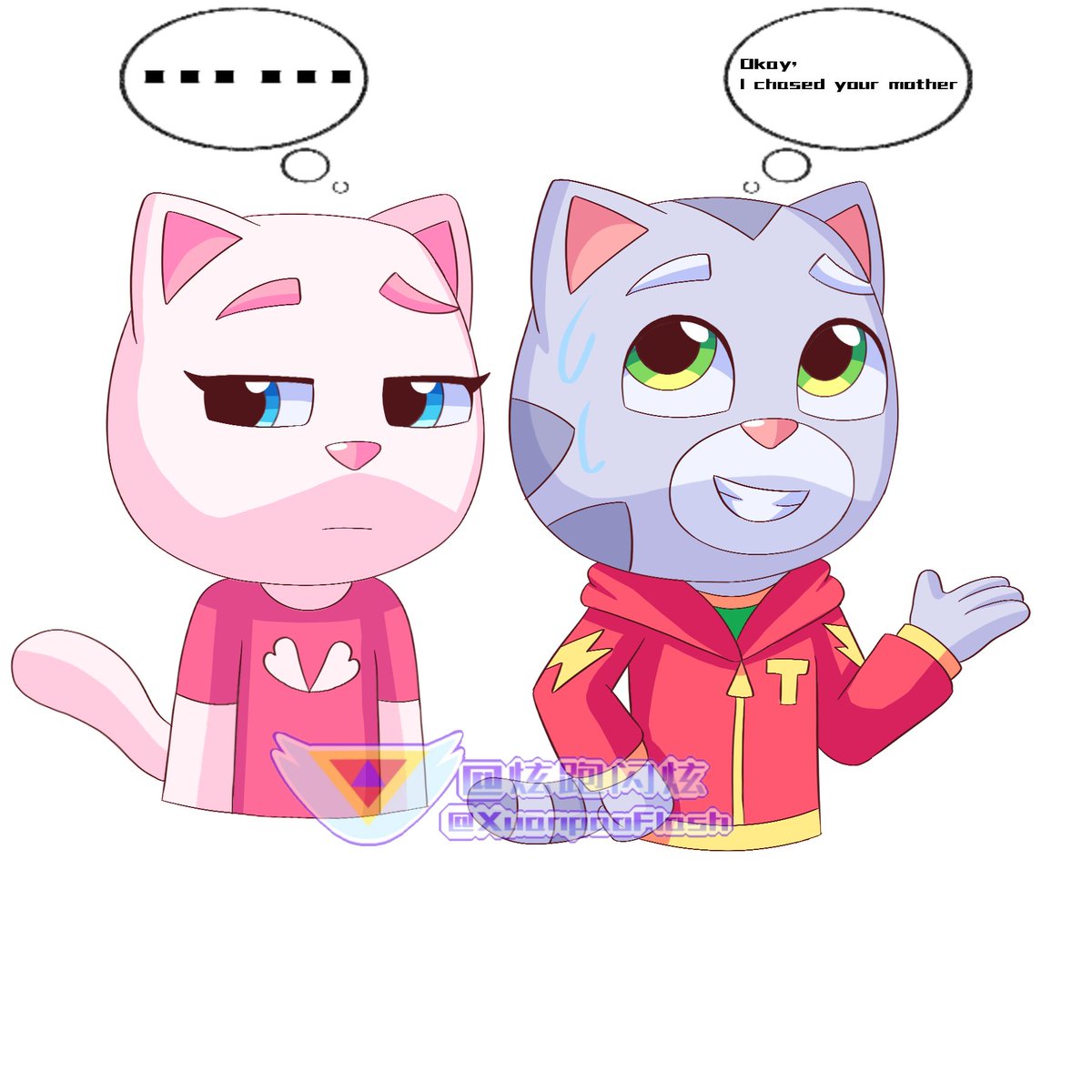 SXuanpao's tweet photo. 汤安的后代(私设)#talkingtomheroessuddenlysuper #talkingtom #talkingangela #tomgela https://t.co/HqZ14sHLx9