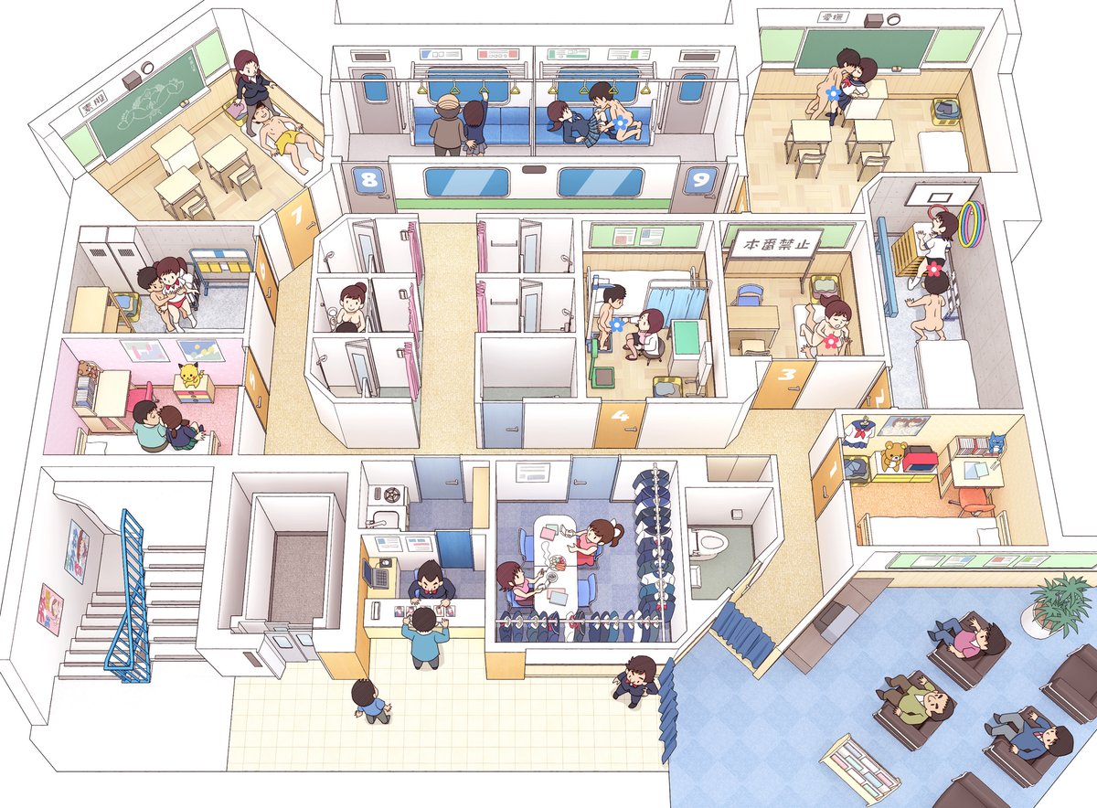 このイラストをAIに見せると
「特別養護老人ホームなどの介護施設で採用されている「ユニットケア」の様子を描いたイラストです。入居者一人ひとりの生活スタイルを尊重する介護手法です。」
と説明いただきました。なるほど＾＾