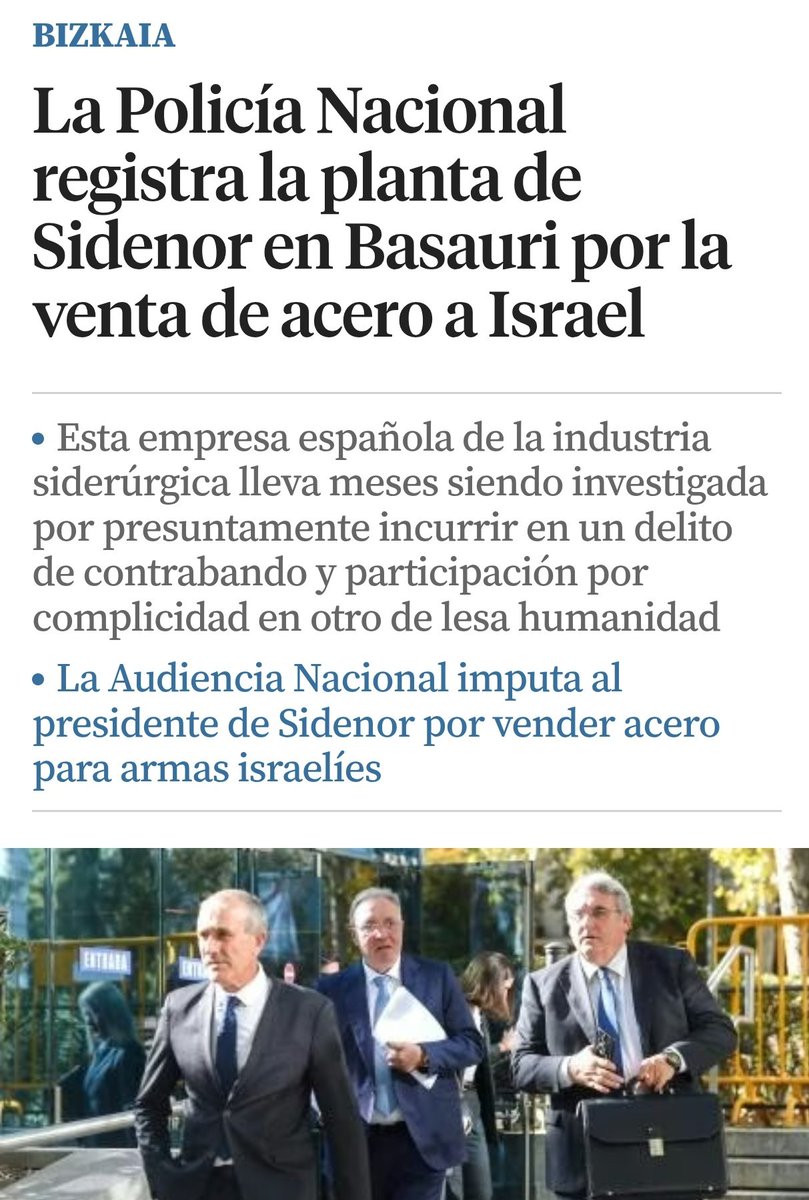 Sidenor y su presidente Jainaga, imputados por vender probablemente acero para armas a Israel, son parte de la Alianza Financiera del Gobierno Vasco.

Si finanzas y derechos humanos no están alineados, el Gobierno PNV-PSE debería buscarse otros socios.

O buscarnos otro Gobierno.
