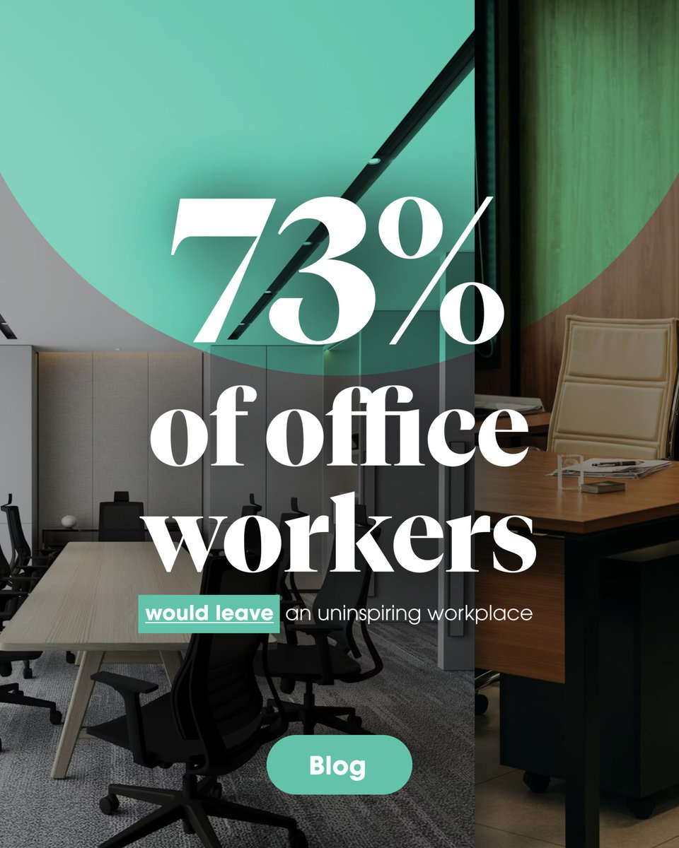 Make your office somewhere people actually want to stay.🏆

73% of UK office workers say they’d consider leaving if their workplace didn’t inspire them - proof that interiors matter more for productivity than we might think.

More on this in our blog. Link in bio.
