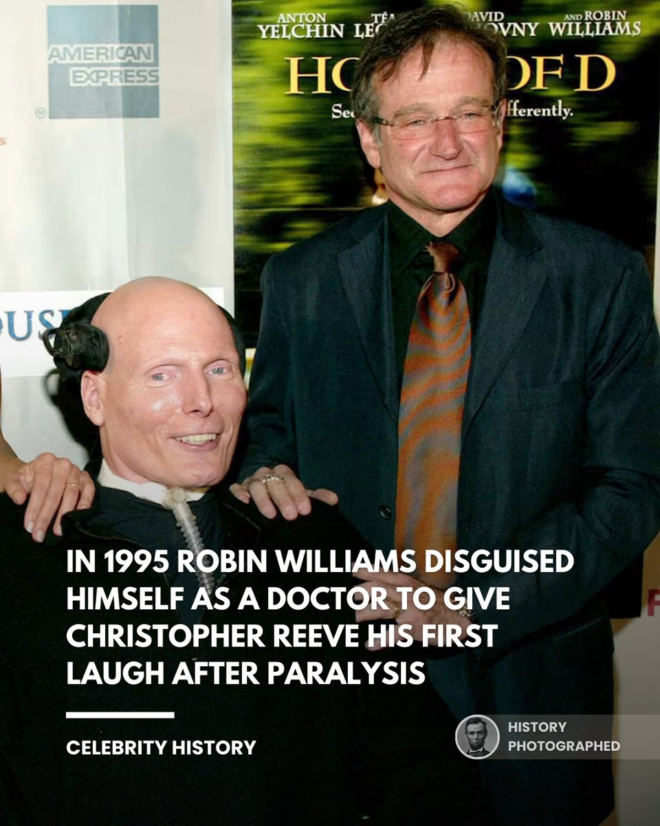 Following the horse-riding accident that left Christopher Reeve paralyzed, his close friend Robin Williams staged a surprise visit.⁠
⁠
Dressed in full surgical scrubs and speaking with a thick Russian accent, Williams pretended to be a proctologist there to perform an immediate