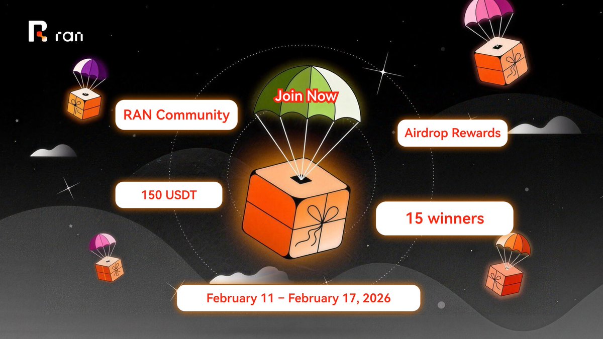 🪂 RAN Community Airdrop

To celebrate Rate Arbitrage Nexus (RAN) securing a strategic VC investment,
a community airdrop initiative is being launched to encourage community participation and ecosystem growth.

🏆 Airdrop Rewards
💰 Total Airdrop Pool: 150 USDT
🎁 10 recipients