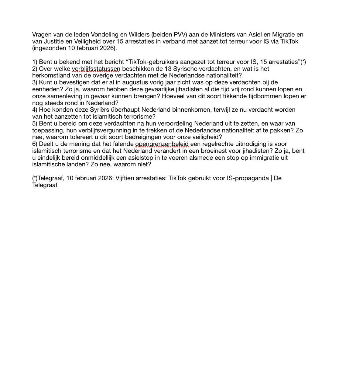 PVV stelt Kamervragen 👇