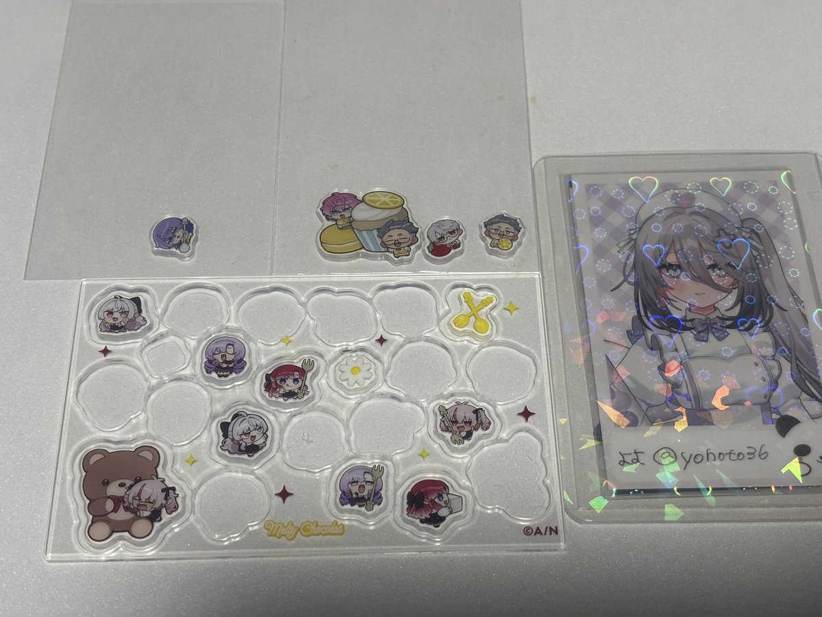 yohoto36's tweet photo. 【交換】にじさんじ 8周年 8th メタルカード 特典 チケット クリアカード ステッカー アクリルパーツ

【譲】画像1、2

【求】画像3,4>>定価+送料

都内〜横浜手渡しまたは郵送にて

ステッカー💟以外は緩募のため1点のみの場合はお断りする可能性がございます。

お気軽にお声掛けください。 https://t.co/LVDukUZm81
