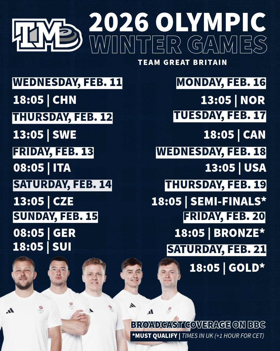 2026 OLYMPIC WINTER GAMES 🗓️📌

Locked in and ready for battle in Italy 👊🏻

Action begins Wednesday, catch all games on BBC 📺

Follow our channels all week for updates and cheer us on with a 🇬🇧

#MilanoCortina2026 #TeamGB #Olympics <a href="/TeamGB/">Team GB</a>
