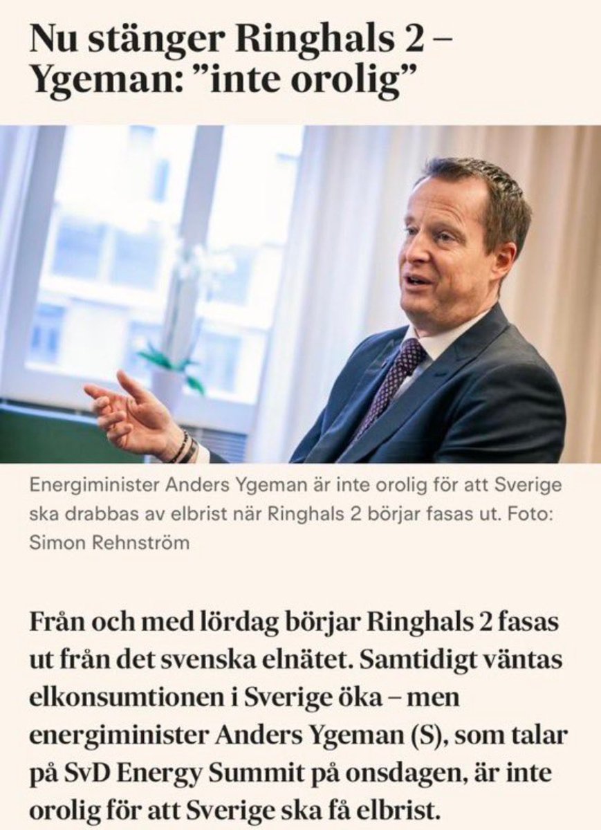 Den här begåvningsreserven har alltså varit energiminister.
Det säger allt om dagens elpriser.....