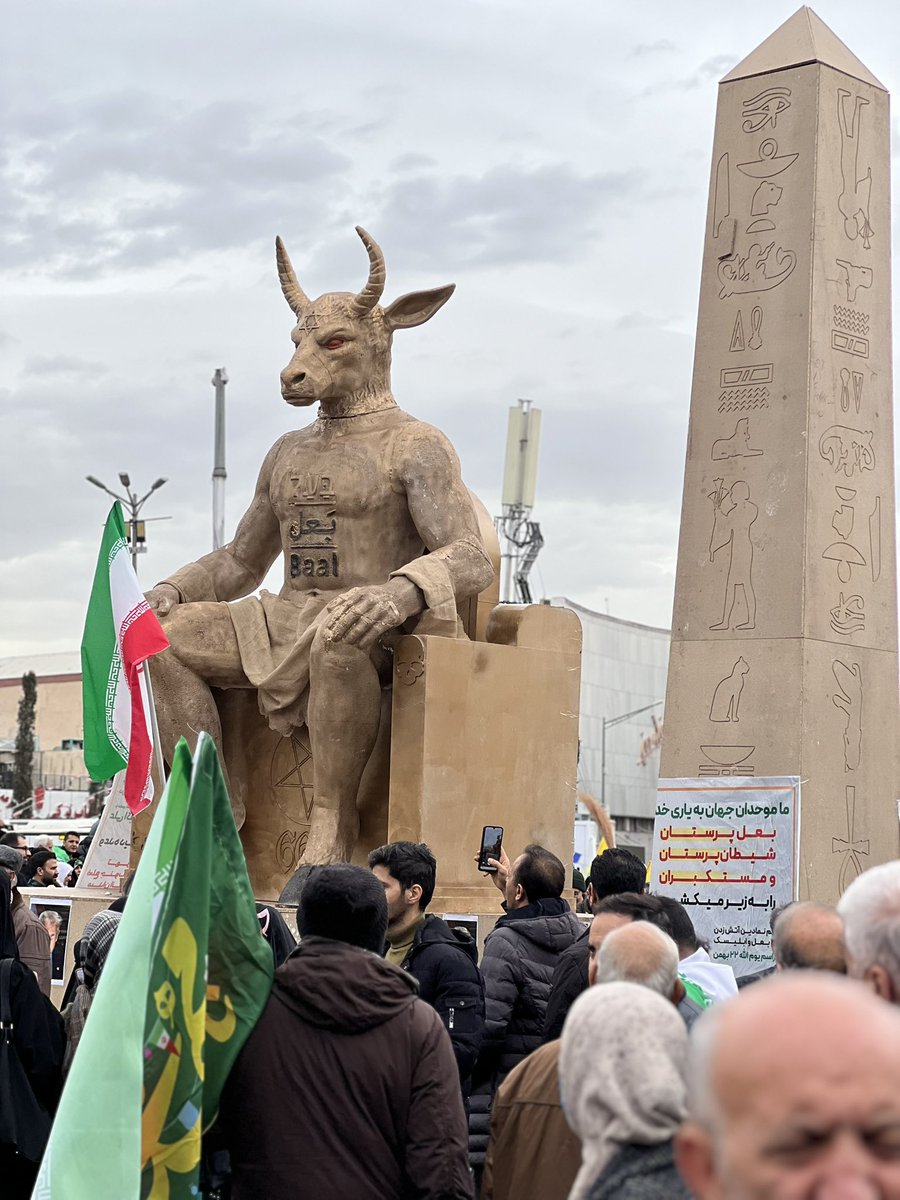 KachalCheshmAbi's tweet photo. POTUS, #Epstein, BB, every single world leader supporting Israel worship Baal, sacrifice children to him, and do evil deeds in his name, but Iranian nation are #BurningBaal and #BurningObelisk  in God's name and all that is holy.
#بهمن_۲۲ https://t.co/gosU1gngVd