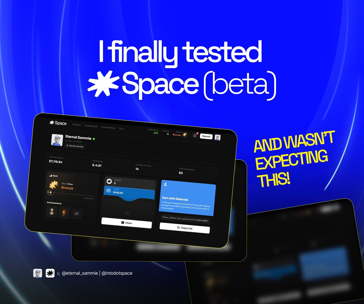 With prediction markets growing 400% to $63.5 billion in 2025.

"Truth" has officially become a tradable asset class!

I just got beta access to <a href="/intodotspace/">Space</a> Prediction Market on Solana and stress-tested the platform.

Here’s what I found 👇