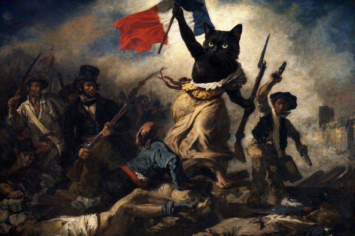 beerboy1984's tweet photo. この絵画が示すように、我が家の黒猫はフランス革命の象徴でもあった由緒正しき黒猫の末裔である。

#黒猫
#民衆を導く自由のねこ https://t.co/9jUz9BsHxe