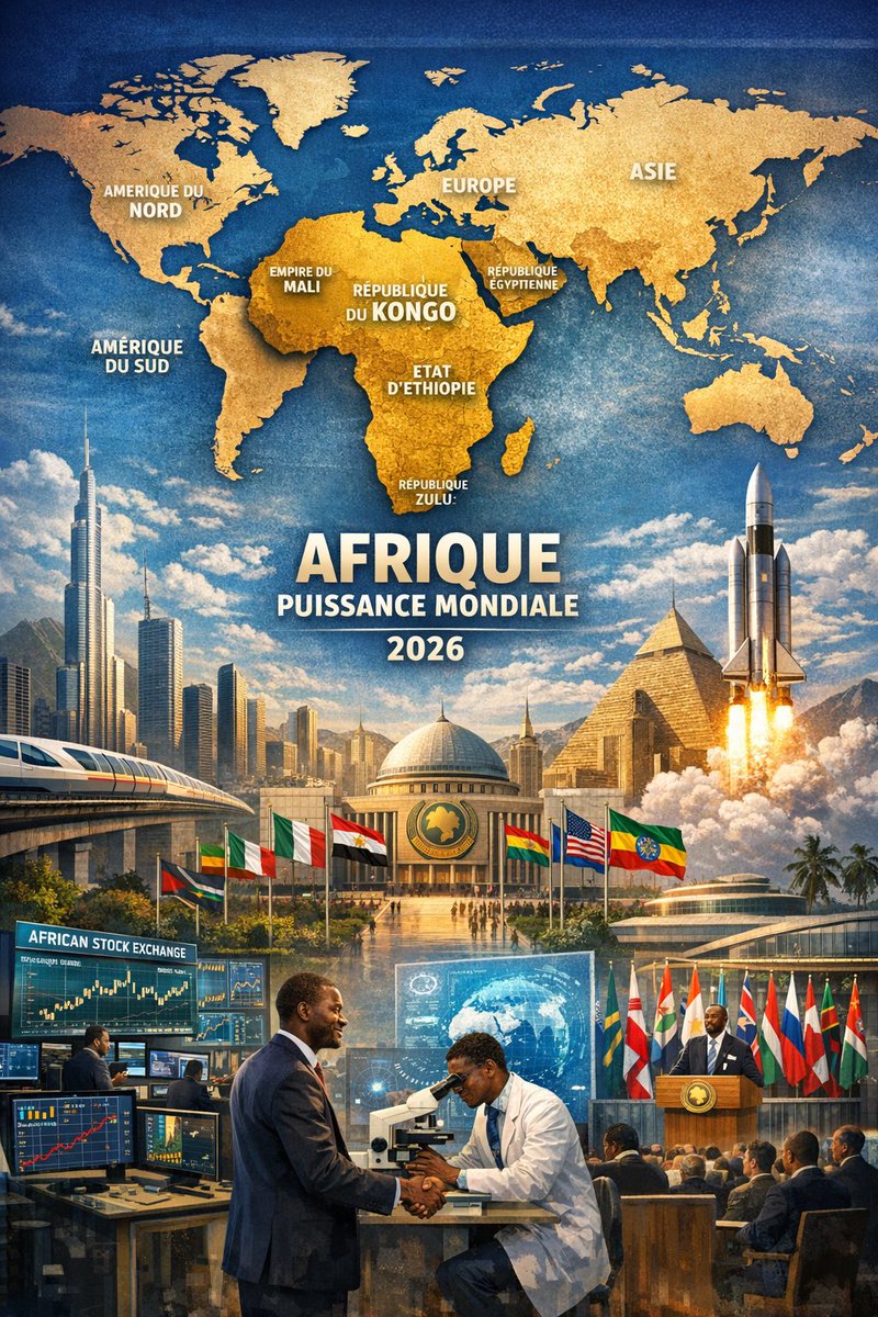 infoAintox's tweet photo. Et si l’Afrique n’avait jamais été exploitée ni réduite en esclavage ? En 2026, elle serait un moteur de culture, d’innovation et de puissance mondiale. #AfriqueLibre #PuissanceNoire #EtSi https://t.co/vQ1qKSLgTm