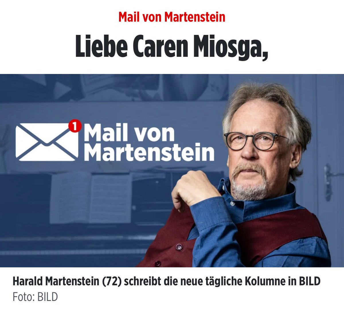 Ich finde Martenstein sensationell 👏🏻👏🏻

“Wenn ein Schulkind vor der Klasse geohrfeigt wird, werden fast alle Zeugen auf dessen Seite stehen und nicht auf der Seite des Lehrers. Sogar dann, wenn dieses Kind kurz zuvor einem Huhn den Hals umgedreht hat.

Das dachte ich, als ich in