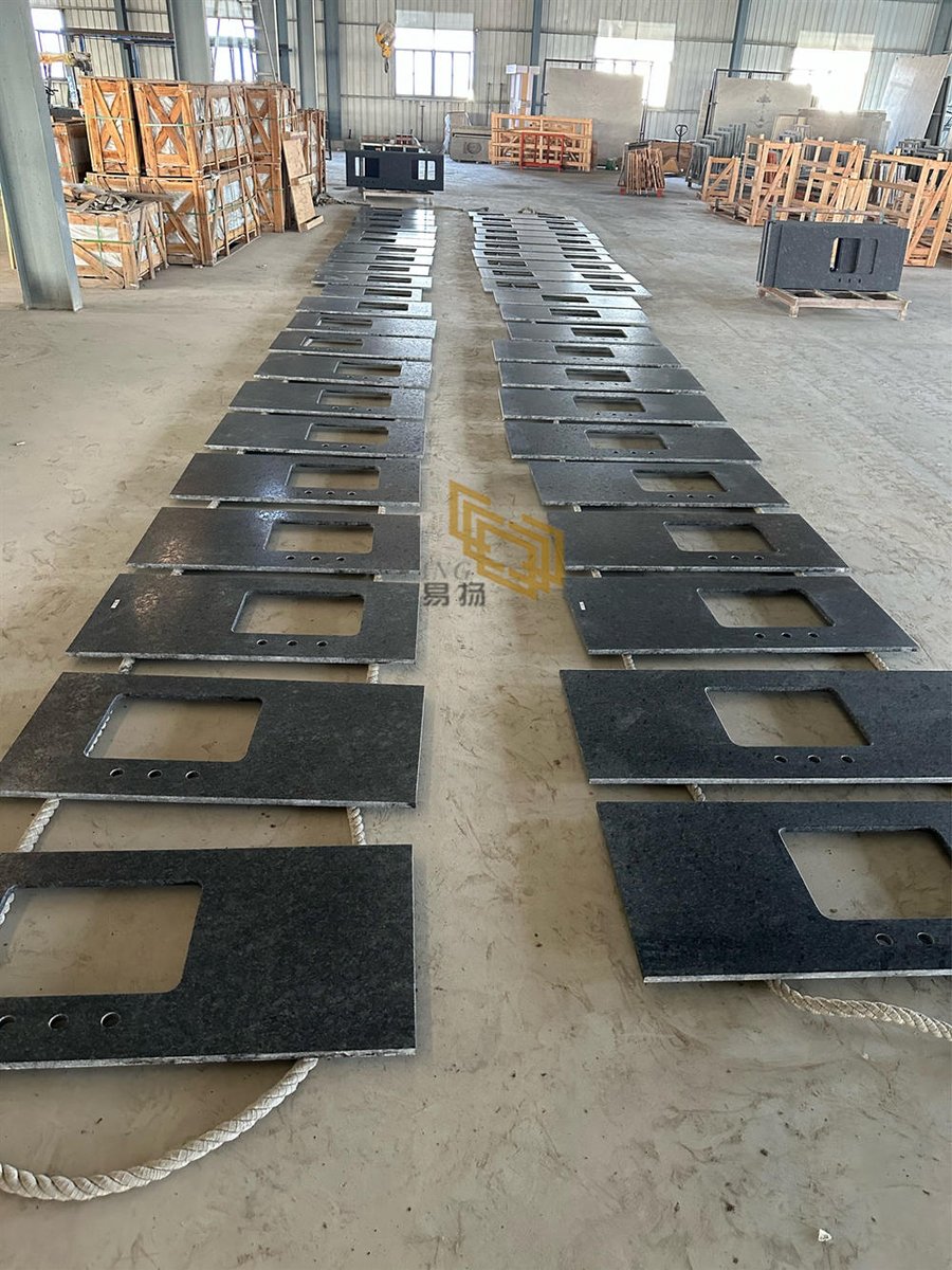 Iron gray granite(also called steel gray) vanity tops finished by Yeyang Stone.
 We specialize in manufacturing granite stone countertops and tiles according to customers’ needs.
Any needs, pls get in touch with us.
#granitecountertop #graygranite #irongraygranite