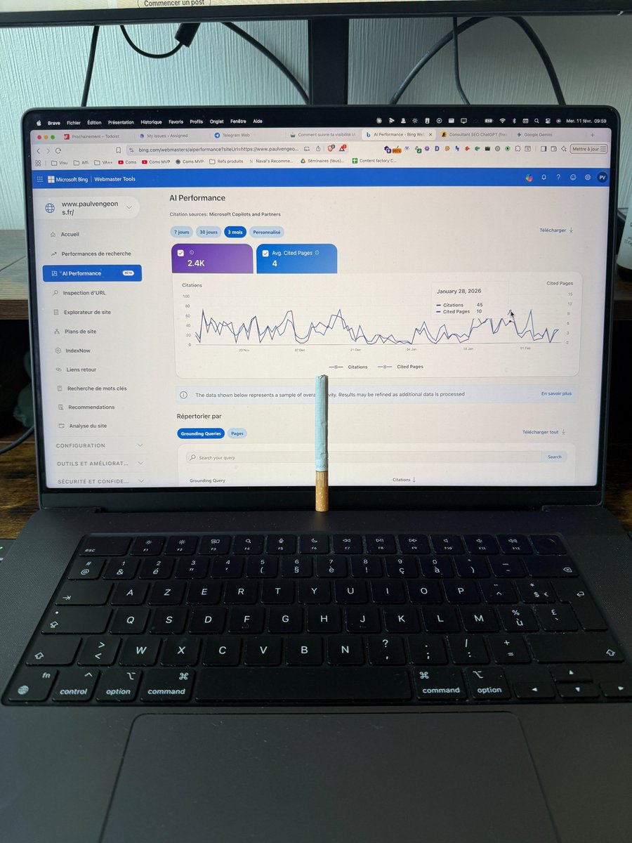 ⚠️ Bing vient de tuer le game du GEO (visibilité IA de ta marque).
Voici comment utiliser leur nouveau dashboard gratuit :

Il y a ceux qui vont s'en servir pour améliorer leurs contenus, et les autres.

Voici ce qu'il nous montre :
Pas les clics.
Pas les impressions classiques.