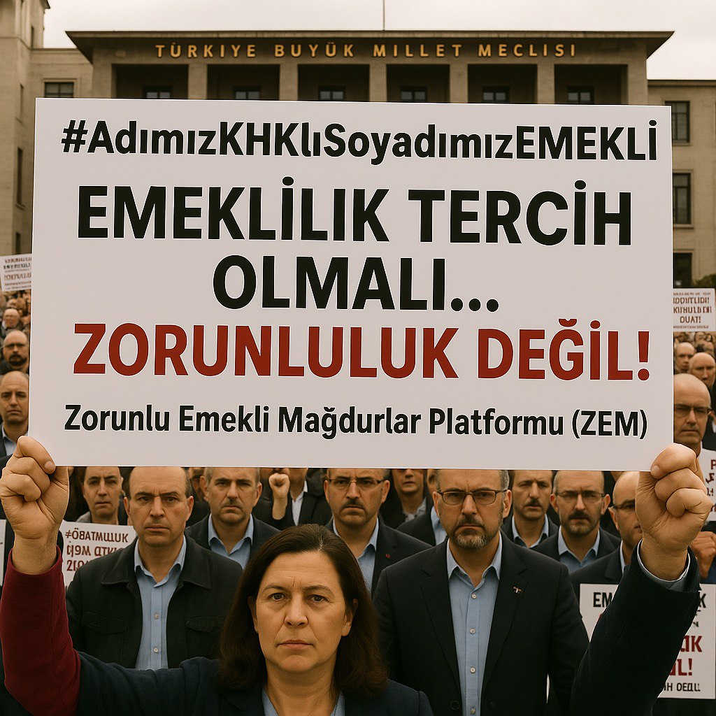 #ZorunluEmekliyeİşeİadeHakkı
◾696 KHK ile on binlerce işçi Zorla Emekli Edilerek mağdur edildi
◾En düşük maaşa mahkûm edilerek geçim derdine düşürüldü,
◾Kamu, yetişmiş iş gücünü kaybetti
◾İŞİMİZİ GERİ İSTİYORUZ!
<a href="/RTErdogan/">Recep Tayyip Erdoğan</a> <a href="/_cevdetyilmaz/">Cevdet Yılmaz</a> <a href="/eczozgurozel/">Özgür Özel</a> <a href="/isikhanvedat/">Prof. Dr. Vedat Işıkhan</a>