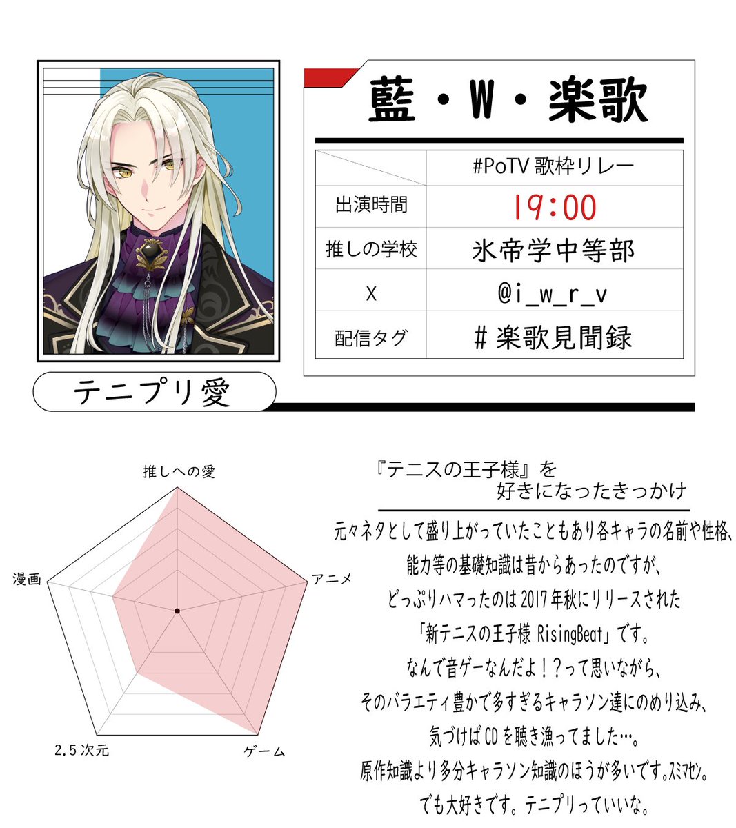 今週末はテニプリ歌枠リレーだよー！ 僕のテニプリとの出会いを綴り