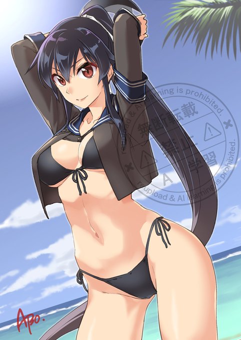 水着矢矧。
矢矧探索クラファン支援の再掲。 