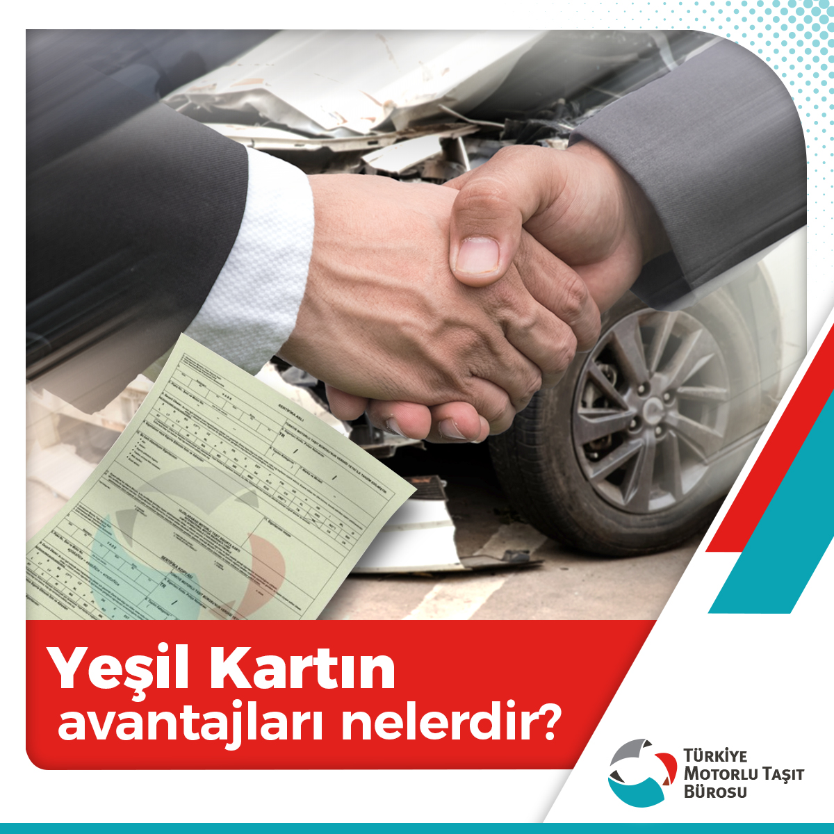 Motorlu taşıt kullanıcısına sisteme dâhil olan ülkelerde kolaylık sunan #Yeşilkart, bir kaza durumunda zarar gören karşı tarafın hasarının tazmin edilmesini sağlar. #Yeşilkart, #TMTB üyesi olan 20 sigorta şirketinden alınabilir. Bilgi için:  tmtb.org.tr