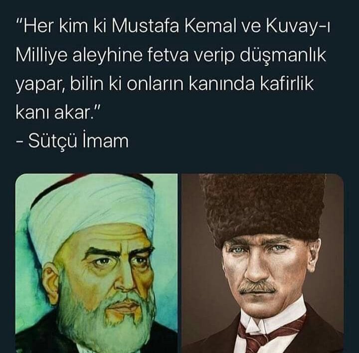 ...

Her dönem aynı hainler çıkar! ama sonunda kazanan hep Gazi Mustafa Kemal Atatürk'tür.

#Atatürküçokseviyorum🩵
#İlelebetizindeyiz 👣
#PusulamızAtatürk 🧭
#NeMutluTürkümDiyene 🇹🇷
#Sütçüimam 💗