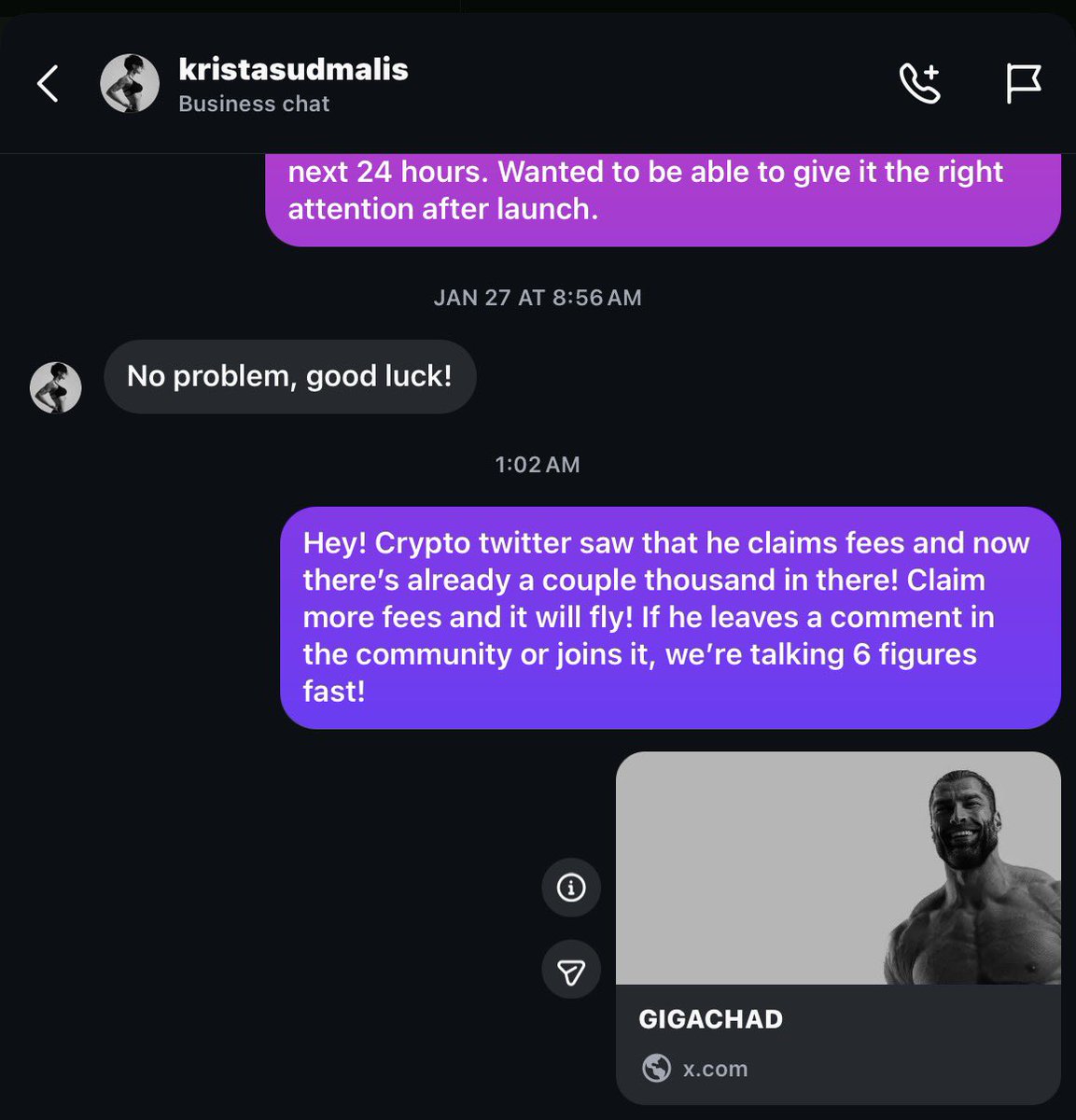 netic0x's tweet image. Just followed up with her via IG!