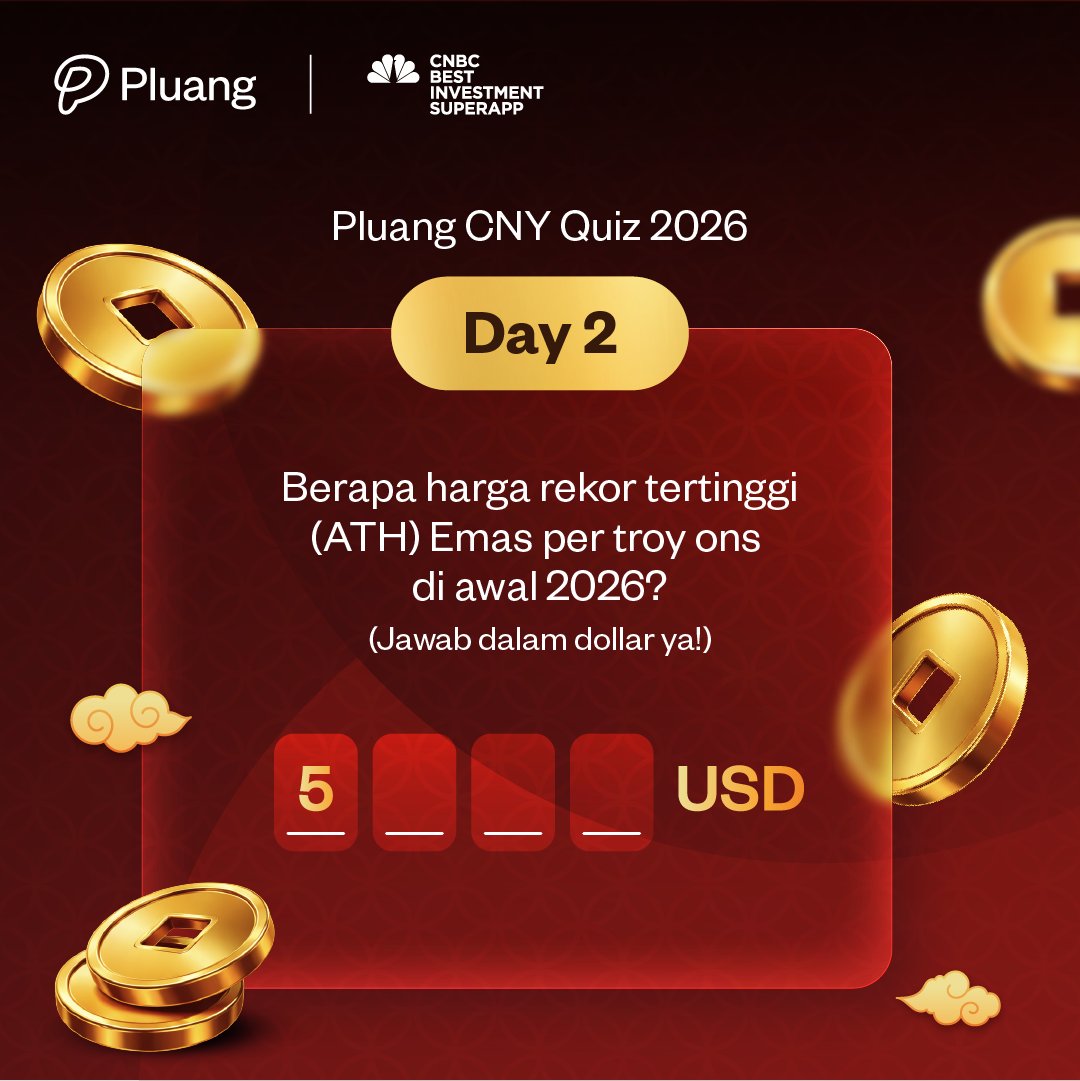 🔥Giveaway Day 2🔥

Harganya yang nyentuh ATH beberapa kali di sepanjang 2025-2026 bikin emas makin diburu. Berapa harga tertinggi emas yang tercatat awal tahun ini? Pastiin jawaban kamu tepat sampai digit paling belakang!