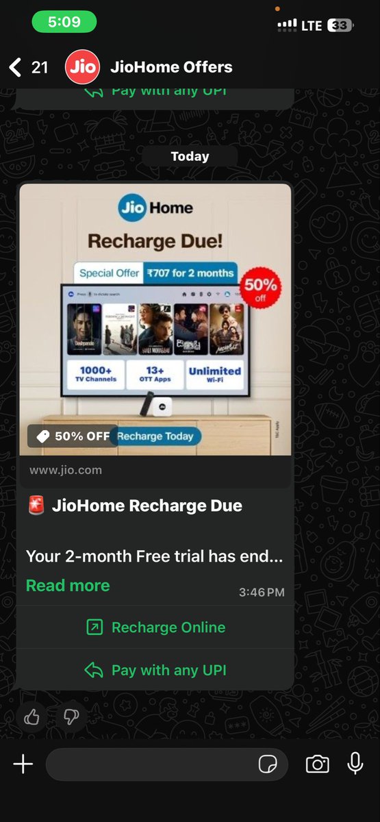 lazy2tweet's tweet photo. @reliancejio @JioCare Why send promotional messages promising 2 months recharge if you only credit 1 month after payment? I recharged based on your official message. Customer care response: “Sorry, nothing can be done.”

This is misleading and unacceptable. https://t.co/UqNpLZM8eA