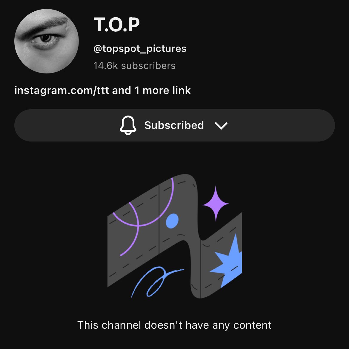 seungt0phyun's tweet photo. T.O.P changed his Youtube’s profile picture

#TOP #TTTOP #최승현 #AnotherDimension https://t.co/MVgXBgzBRm