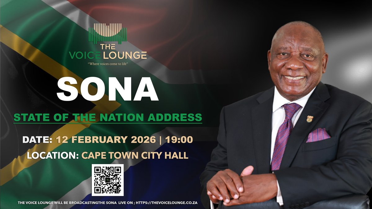 The Voice Lounge will be broadcasting the State Of Nation Address on our website thevoicelounge.co.za Stay tuned for all the updates. #TheVoiceLounge #SONA2026 #StateOfTheNationAddress