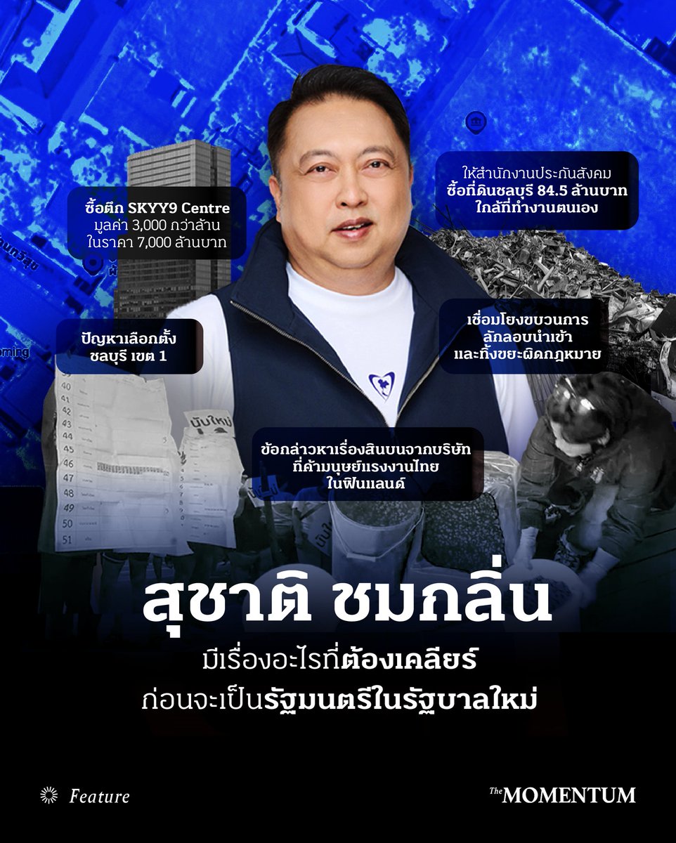 themomentumco's tweet image. จากข้อสังเกตความผิดปกติในการนับคะแนนการเลือกตั้ง 2569 ที่จังหวัดชลบุรี เขต 1 ลุกลามไปถึง สุชาติ ชมกลิ่น รักษาการรองนายกรัฐมนตรี และรัฐมนตรีว่าการกระทรวงทรัพยากรธรรมชาติและสิ่งแวดล้อม ผู้สมัคร สส.พรรคภูมิใจไทย ผู้ยิ่งใหญ่ในพื้นที่นี้ ไม่ว่าจะเป็นกรณี ‘คะแนนเขย่ง’…