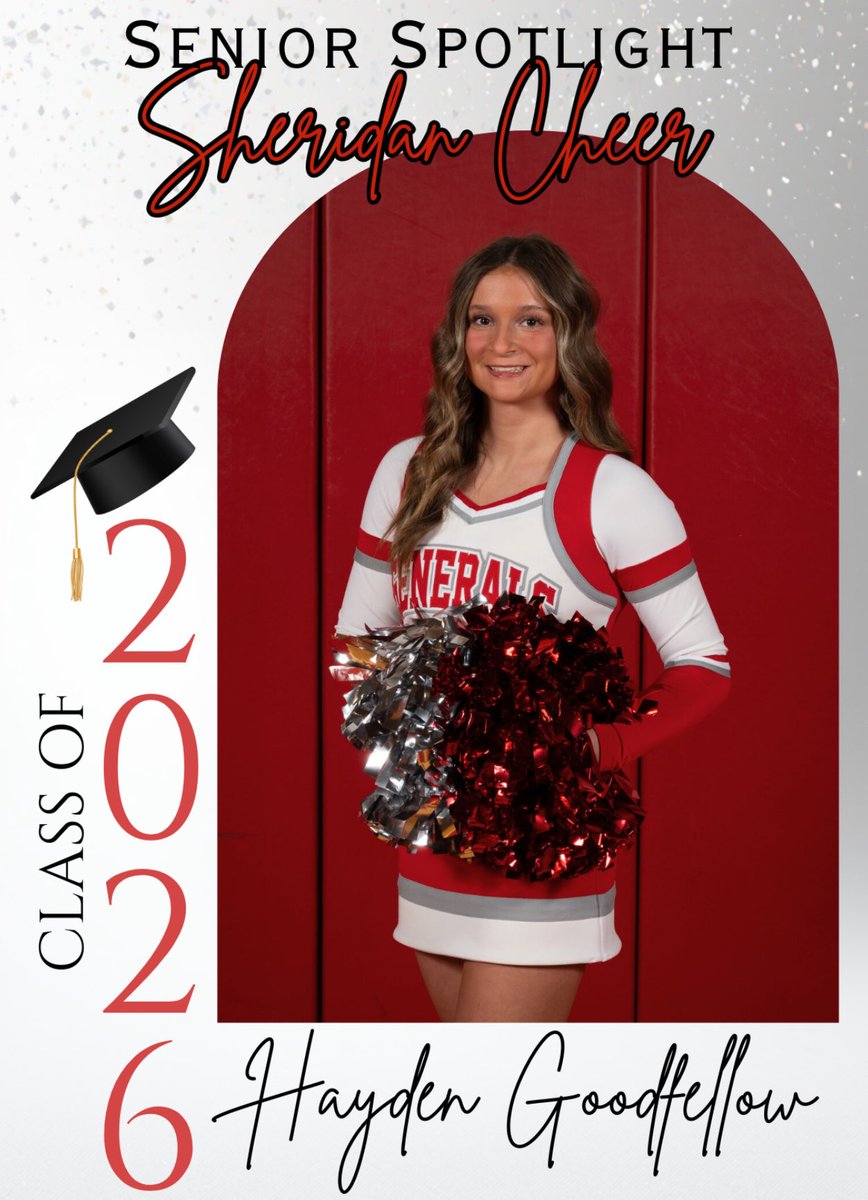 During Senior Night week we are honoring our senior cheerleaders. Today the spotlight is shining on Hayden.  ❤️🤩🩶📣

We are thankful for the time Hayden has spent on our team and the leadership she has provided. Wishing her the best of luck in her future. ❤️🍀🩶🫶