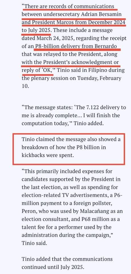 COVER UP PA
MORE!
***********

WHAT?! OMG! May "COMMUNICATION RECORDS" na nagpapatunay na may "direct knowledge" si Bongbong Marcos sa flood control corruption kickbacks?

Allegedly, nakita raw ito nina Cong. Egay Erice, TINIO at ni Leandro Legarda Leviste. THIS SHOULD BE