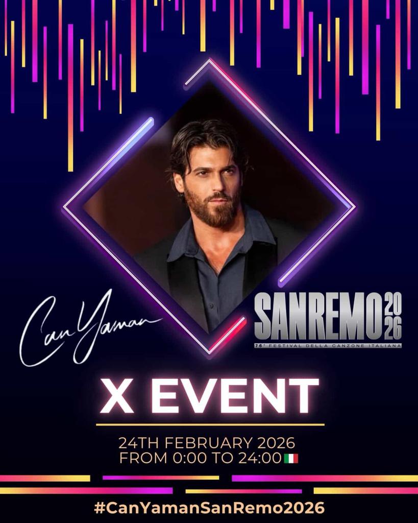O evento mais aguardado de Itália
SANREMO
Todos estão convidados a celebrar a co-apresentação do festival pelo Can.
Dia 24 Fevereiro durante as 24 horas  horário 🇮🇹 Deixe uma lembrança para o Can 

🙏 não use a hashtag,  antes do evento.

@canyaman #canyaman #sanremo #sanremo2026