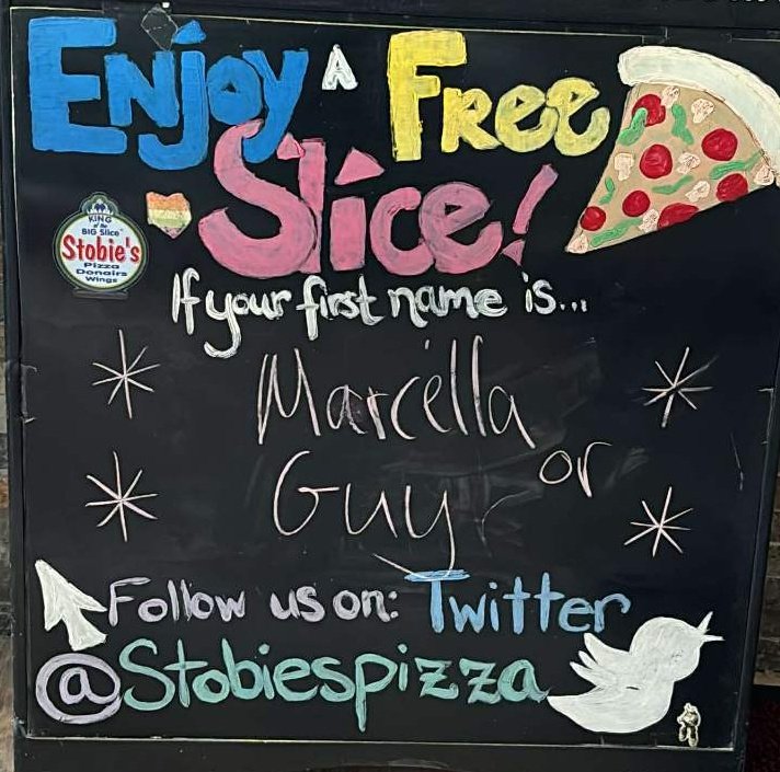 Enjoy a free🍕today if your first name is🥁🥁🥁🥁 Marcella or Guy 
•
🍕
•
🍕
delivery starts at 11 AM 
Call 519-432-2228 or click or Uber Eats or DoorDash
☎️📲💻🍕🍗🌯🥟🥗🚗😍
🍕