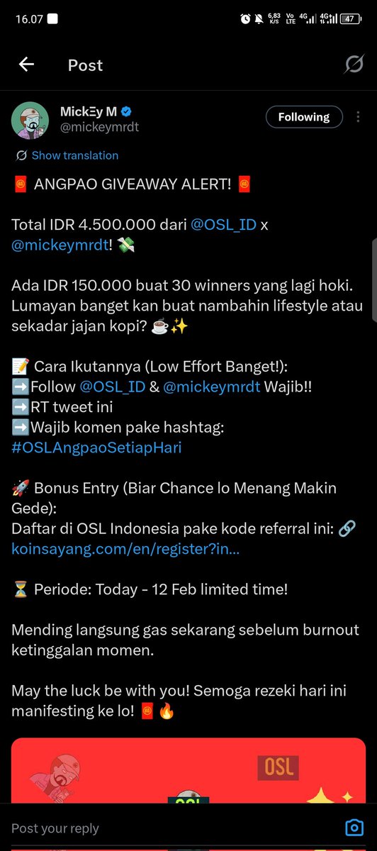 Review_jeans's tweet photo. @mickeymrdt @OSL_ID Thanks semoga Hoki
#OSLAngpaoSetiapHari
UID: 1049326919025 https://t.co/ugYtf0oA2N