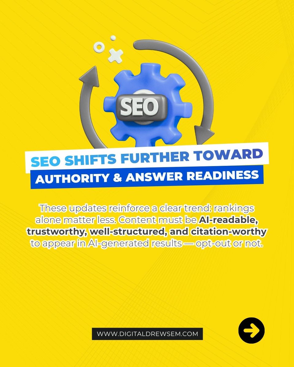digitaldrewsem's tweet photo. SEO is entering a new phase — and control, visibility, and AI readiness are now on the table.

Google is exploring AI opt-out options for publishers while upgrading AI Overviews with Gemini 3, delivering more advanced, contextual answers directly in search. https://t.co/78y92cZI34