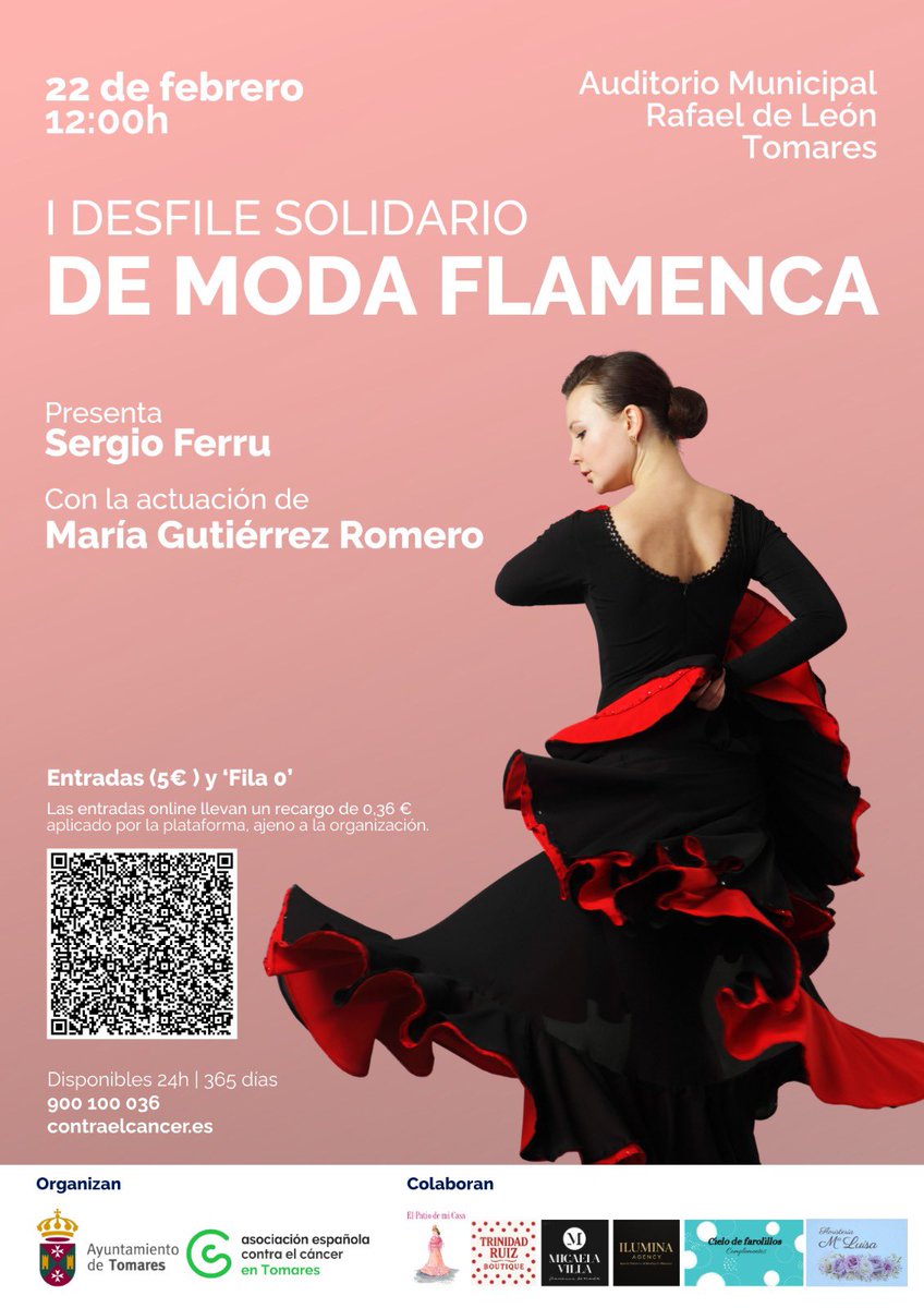 Todos conocemos el #cáncer de manera directa o indirecta y la necesidad que hay en invertir recursos para la Investigación. Por eso, el domingo 22/02 tienes una cita en #Tomares en el I Desfile Solidario de Moda Flamenca. Cada entrada suma en la #Investigación contra el cáncer.💚