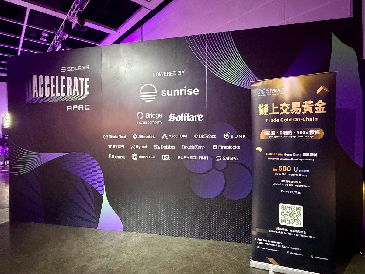 XStableRWA's tweet photo. On the ground at Accelerate APAC 🇭🇰🔥 @SolanaConf 

XStable will be pitching at the Internet Capital Showcase DEMO 
🕕 6:00–7:00 PM  
📍 Hall 1A · Hong Kong Convention and Exhibition Centre

Onchain precious metals perps on @solana . See you soon! 🥳

#ConsensusHK #AccelerateAPAC #Solana #XStable