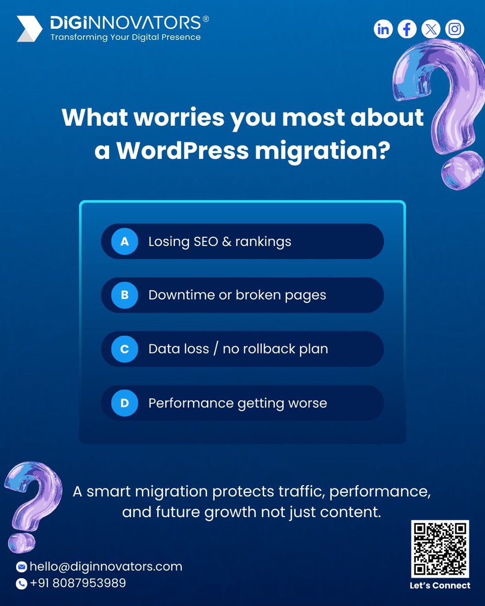 diginnovators's tweet photo. Not all WordPress migrations are equal.
We protect SEO, performance, and growth.

Vote and tell us what concerns you most 👇

📞+91 8087953989
🌐 https://t.co/06E1LRAF7N

#WordPressMigration #WebsiteStrategy #SEOSafe
#DigitalGrowth #TechDecisions #DigiInnovators https://t.co/VynzM01Jcz