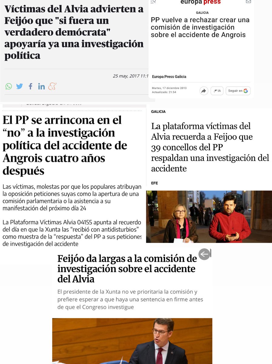 Nadie dimitió en el accidente del Alvia de Galicia. 

Feijóo se negó una y otra vez a una comisión de investigación. 

Las víctimas, desesperadas.