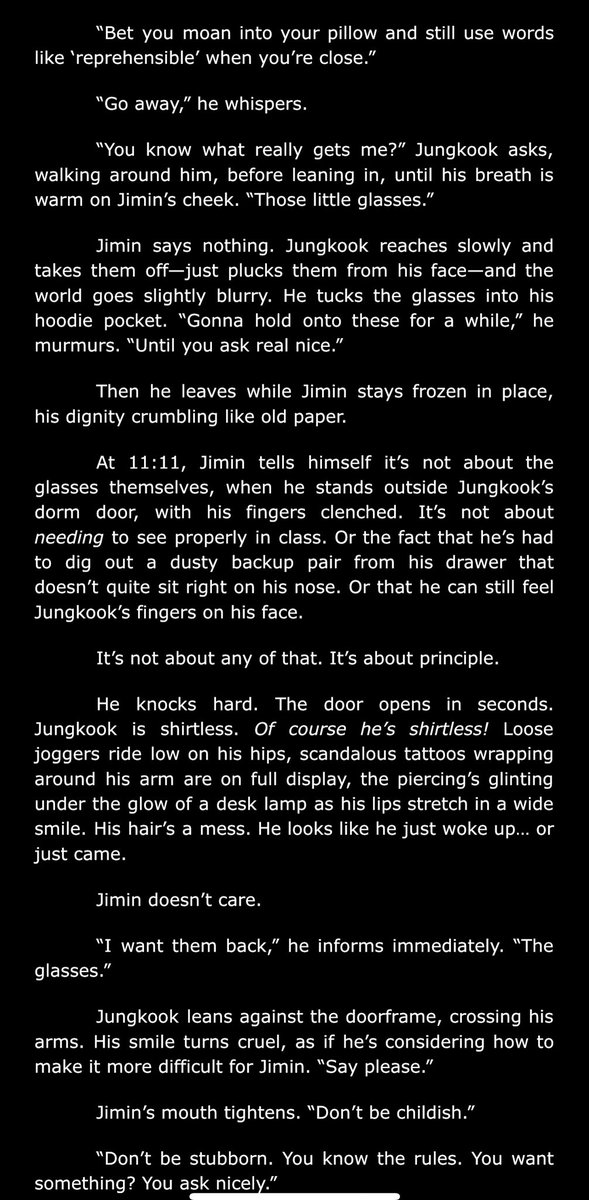 cloudsjimi's tweet photo. another snippet of bad boy jk x proper boy jm bc im halfway through it. also i decided to name it Conduct Unbecoming, and they’re going to be really unhinged 😌 https://t.co/fv4gG8Gn1t