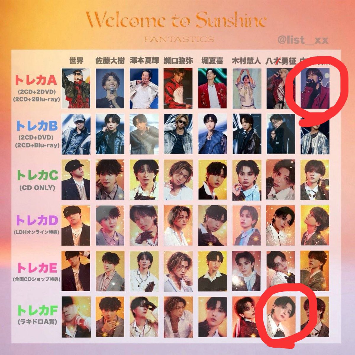 FANTASTICS Welcome to Sunshine BEST ALBUM トレカ 交換 譲👉世界