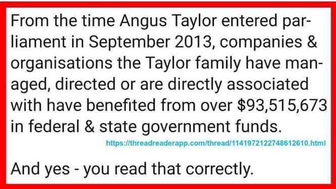 #auspol Angus Taylor and his family@have been very very lucky.