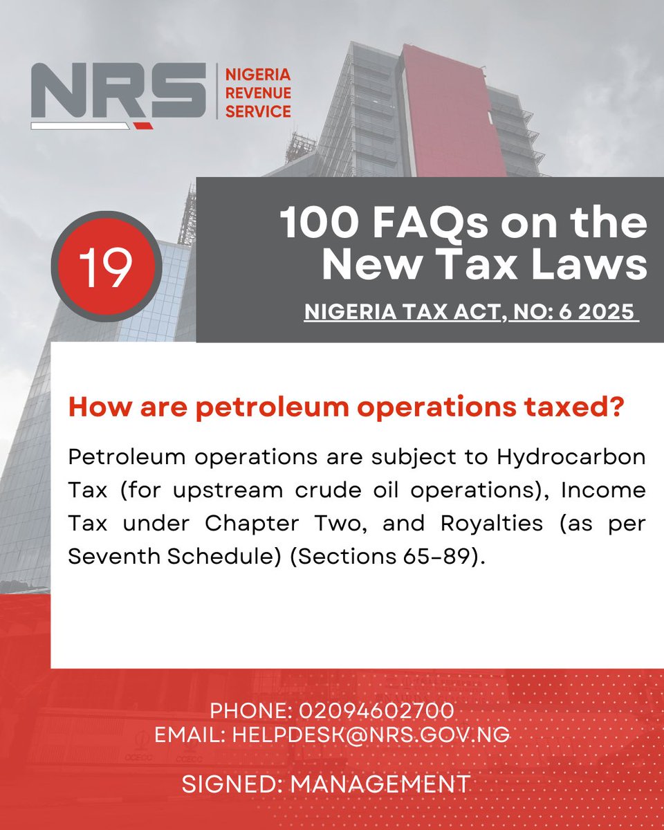 NigeriaRevenue's tweet photo. Day 3: The New Tax Laws are here. Check out our FAQs for clear answers and guidance 📑. #NRS #NewTaxLaws https://t.co/mG3wAMWVny