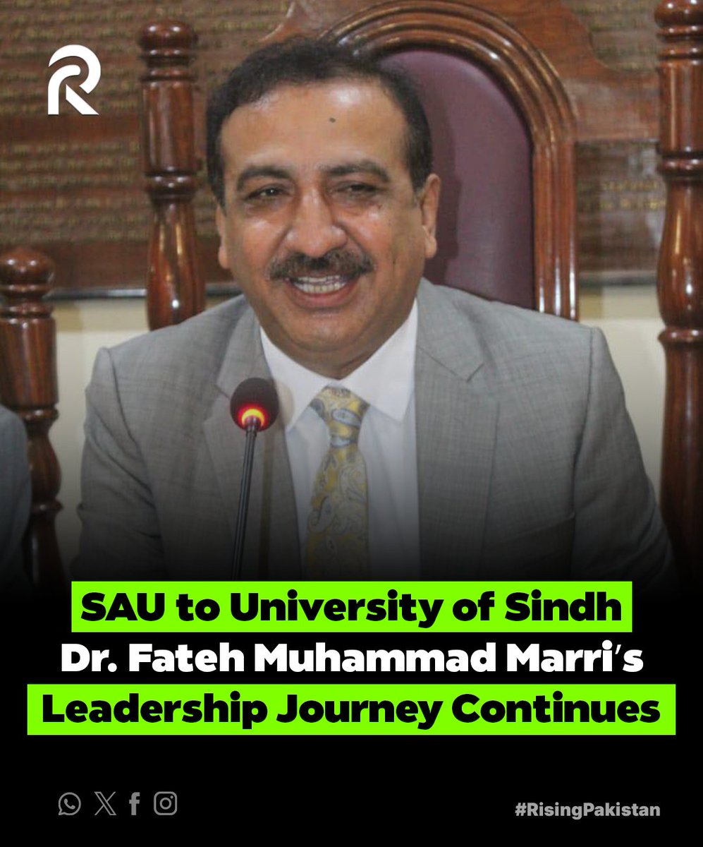DailyNewsDotCom's tweet photo. Leading higher education with vision, research excellence, and institutional strength.

Professor Dr. Fateh Muhammad Marri,Vice Chancellor, University of Sindh, distinguished academic in Agricultural Economics, and advocate of research-driven development.

#TheRisingPakistan https://t.co/NVEWktKiE3