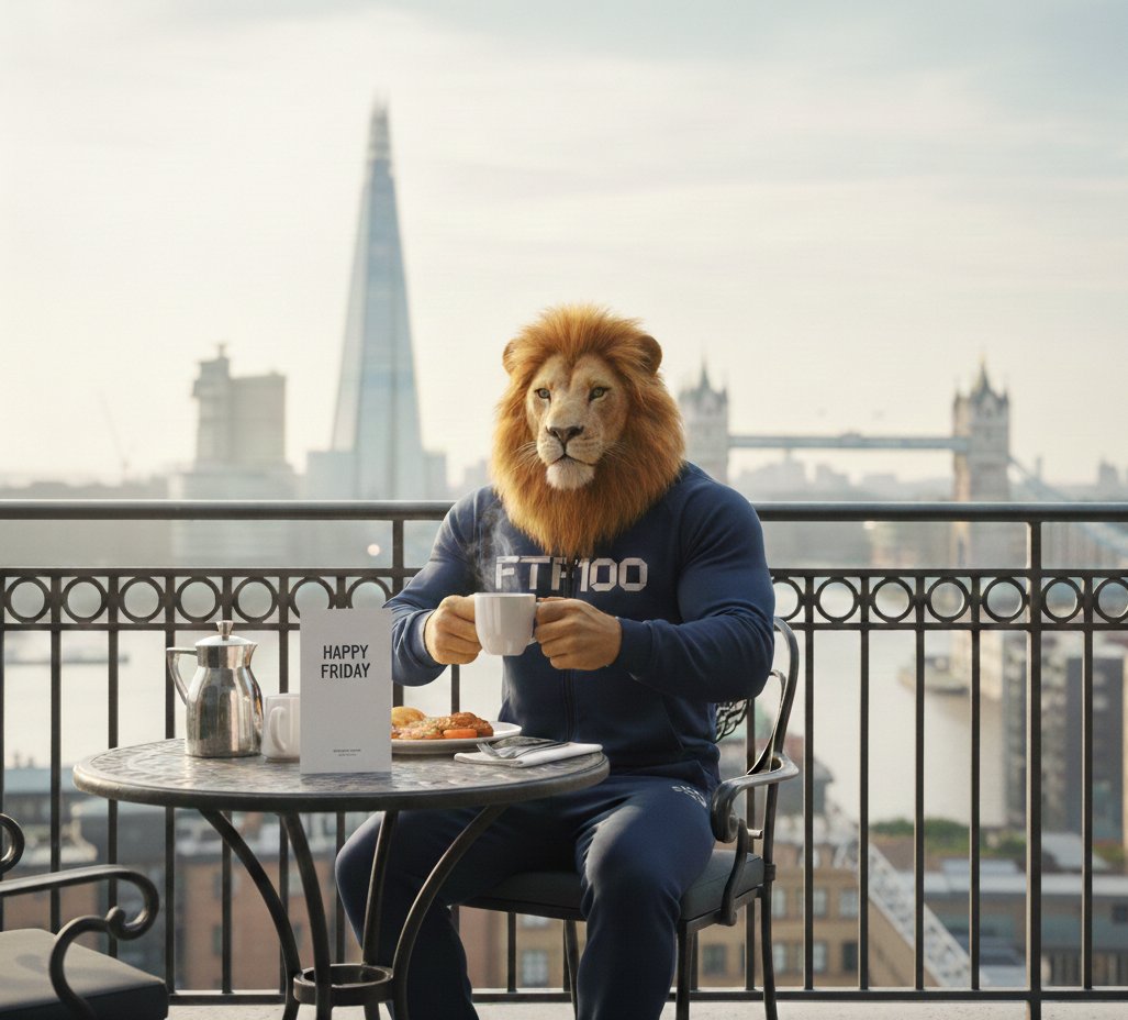 GM LIONS 🦁☕ HAPPY FRIDAY!, stayed disciplined, kept the faith. FTF100 isn’t a sprint. It’s a movement. Cheers to the weekend! 🦁🥂 #FTF100 #HappyFridayLions #RiseAgain