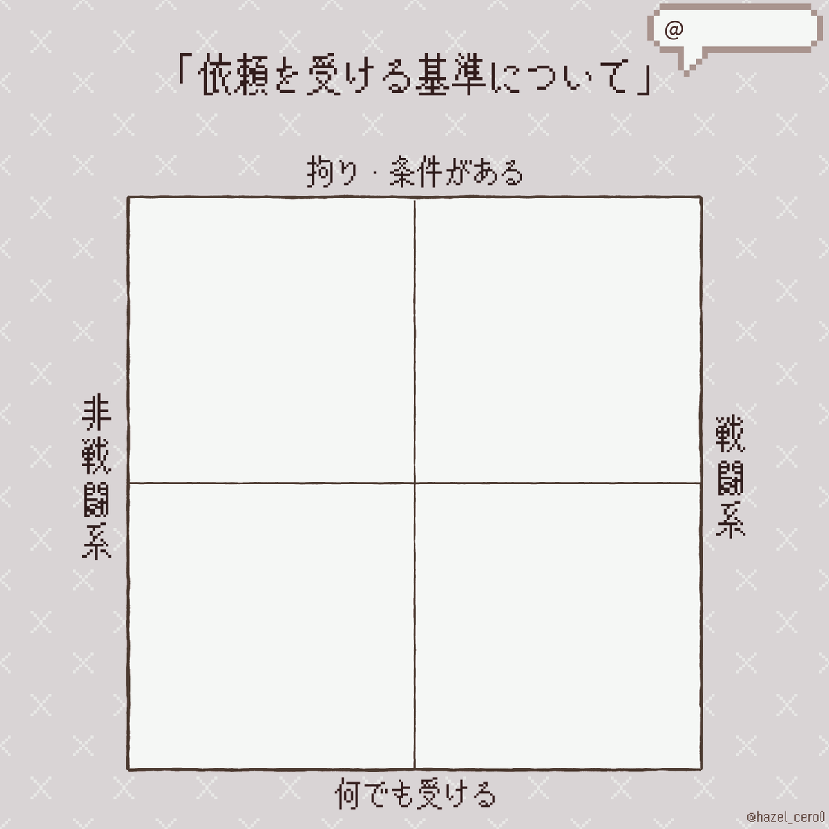 hazel_cero0's tweet photo. というわけで「依頼を受ける基準について」テンプレ手直ししたので、もしよければヒカセンさんや冒険者さんでぜひ、見せてください。
（仕様報告不要、加工〇です https://t.co/feVbMtEdQR