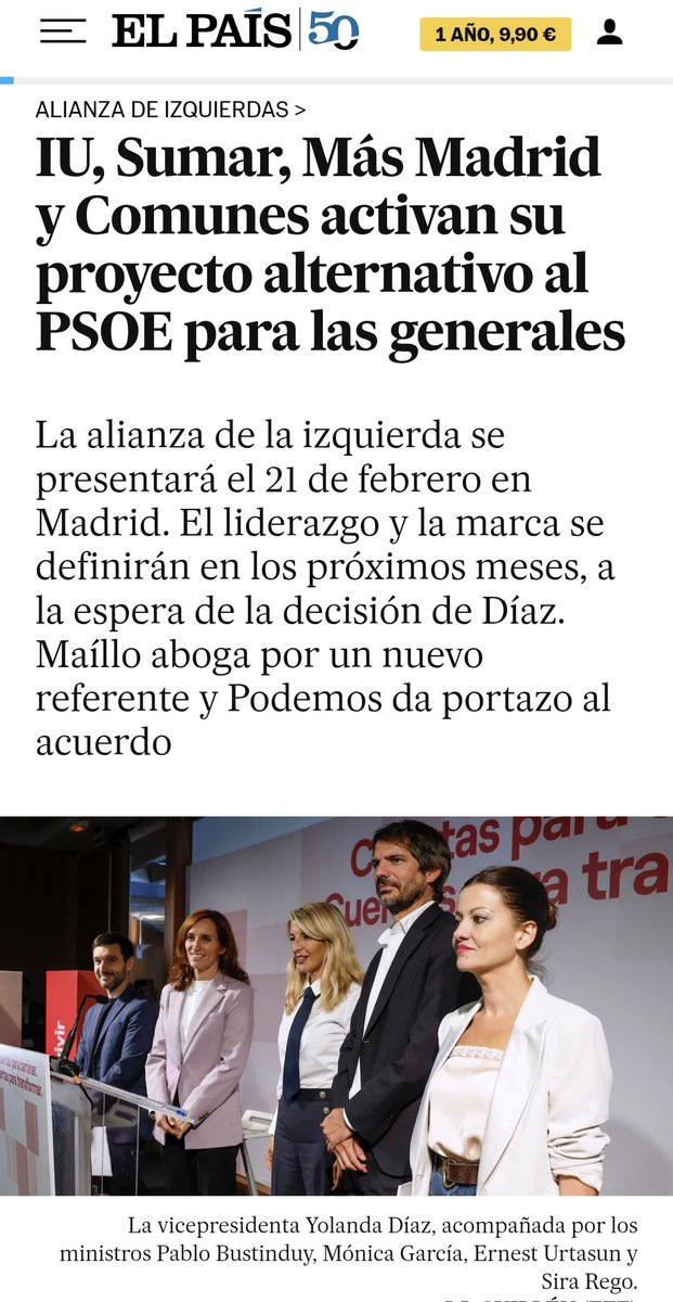 Que proyecto creible y alternativo al PSOE, desde la izquierda, pueden encabezar estos 5 personajes y sus respectivos partidos?.
Han sido incapaces, ya no de hacer ruido, si no de emitir un solo sonido durante su permanencia en el gobierno PSOE-SUMAR. 
Son exactamente los mismos