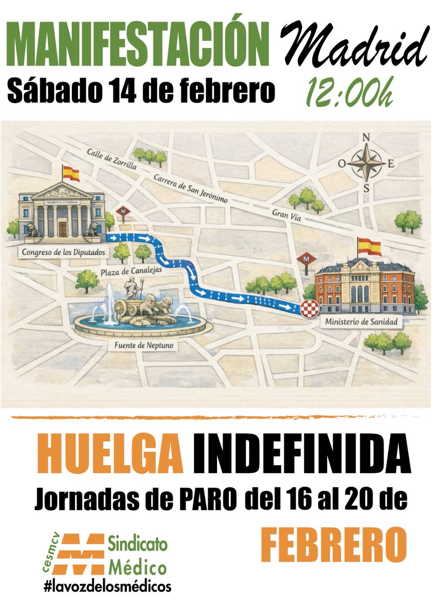 CESM_CV's tweet photo. Este 14 de febrero los médicos y facultativos tenemos una cita muy importante en Madrid .
A las 12:00 HORAS‼️
Tu presencia cuenta, porque #Unidos somos más fuertes #HuelgaIndefinida #estatutopropio
@cesm_sindicatos https://t.co/5YbHgYIZwK
