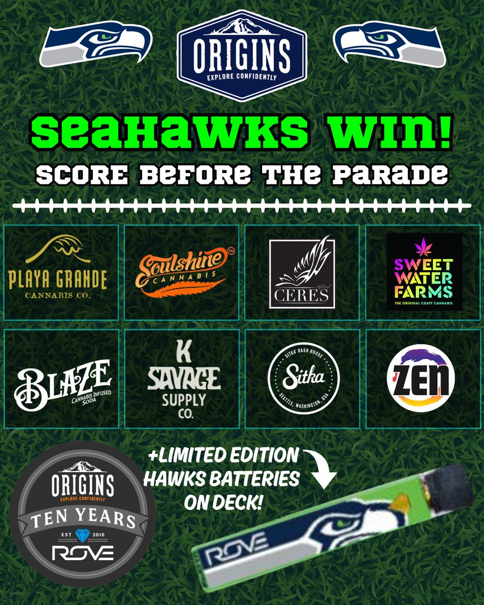 #WESTSEATTLE take the day off and party with us @ the parade!! Score a <a href="/rovebrand/">ROVE</a> Hawks Battery while they last too - #GoHawks #SuperBowl <a href="/ceres_garden502/">Ceres Garden</a> #blazesodas <a href="/SoulshineCanna/">Soulshine Cannabis</a> <a href="/ksavagesupplyco/">K. Savage Cannabis Supply Co.</a> <a href="/HighTideCannabi/">High Tide Cannabis Company</a> <a href="/SITKAgold/">SITKA™</a>